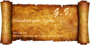 Günsberger Iván névjegykártya